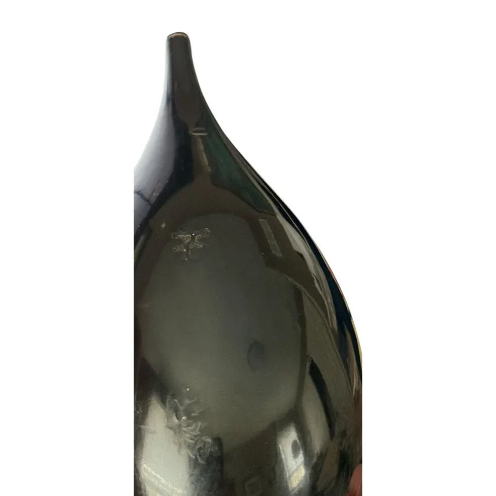 Mid Century Takahashi Black Lacquered Teardrop Salt & Pepper Shakers Japan FLAWS